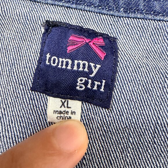 Tommy Hilfiger Tommy Girl Ruffle Denim Jacket Women’s M-L Jean Coat - Picture 9 of 11